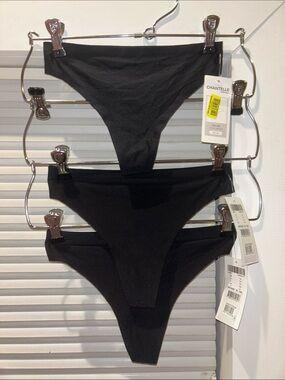 Lot of 3 NWT Black Chantelle SoftStretch Thongs | One Size/XS-XL | Seamless